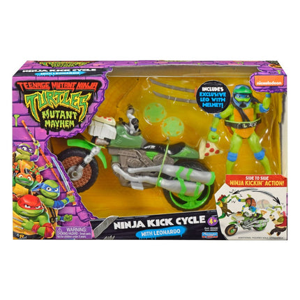 Leonardo with Drive n Kick Cycle Teenage Mutant Ninja Turtles: Mutant Mayhem Vehicles with Figures